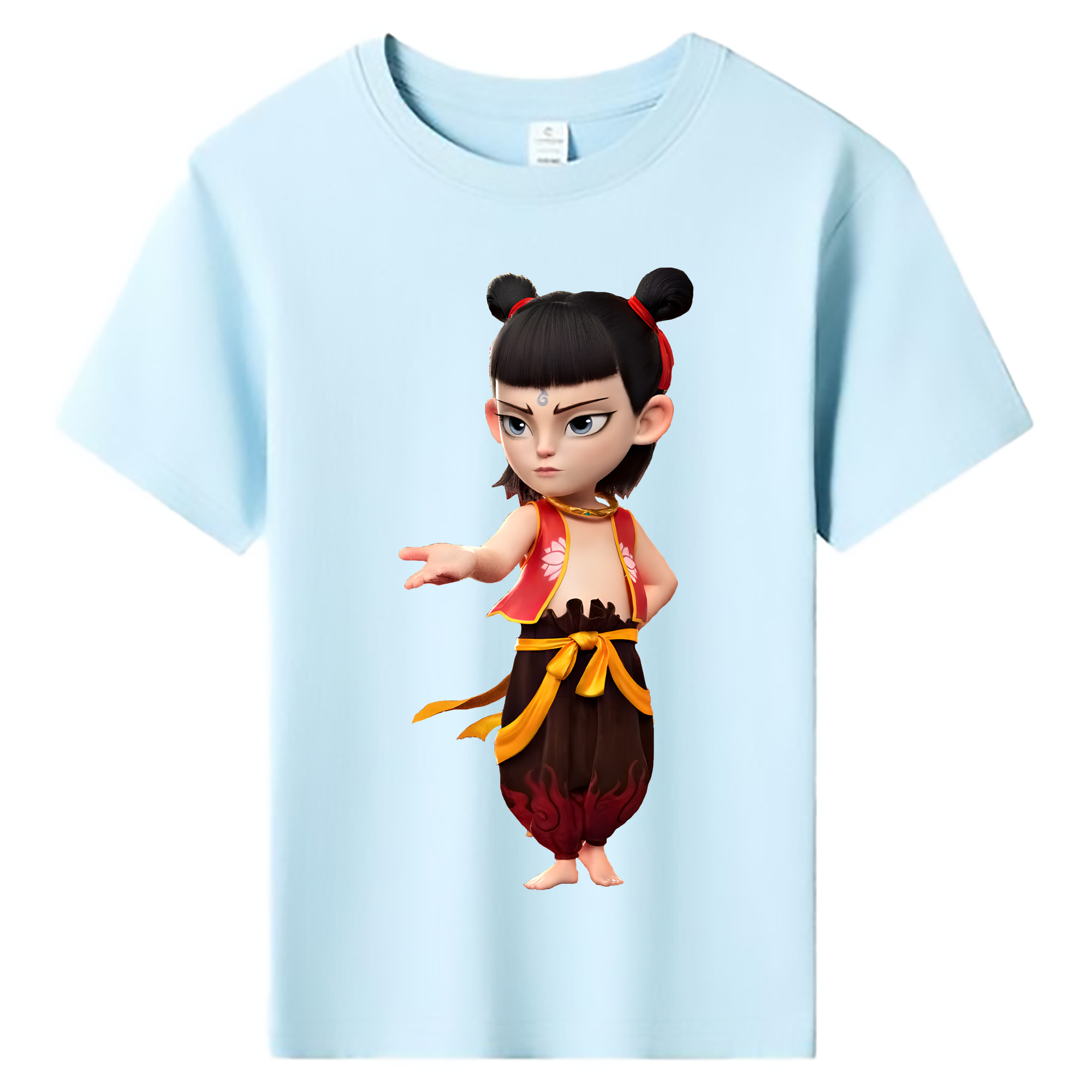 （画像用） Ne Zha 2 ナタ 魔童の大暴れ 綿100％キッズTシャツ（フロントプリント）